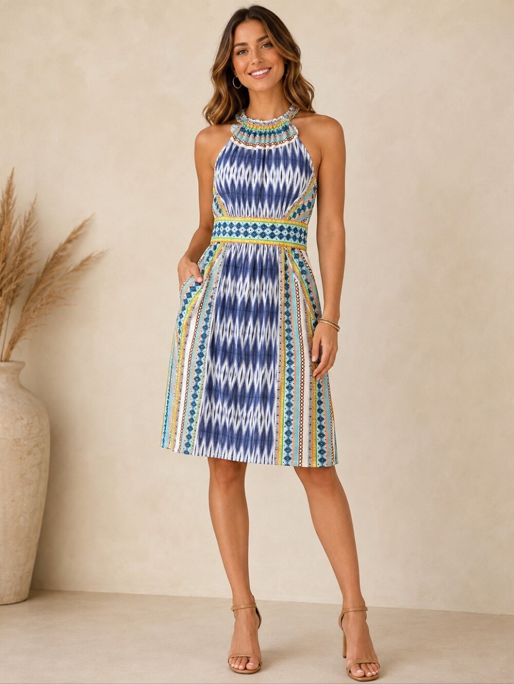 b.calm Women's Multicolor Printed Maxi Dress Size M